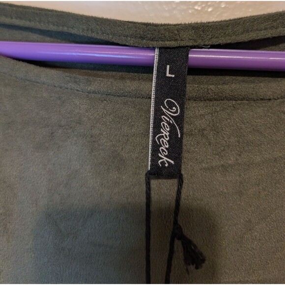 Viereck Dress Intel in Olive Faux Suede Jersey Microfiber 3/4 Sleeve Size Large - Picture 8 of 10